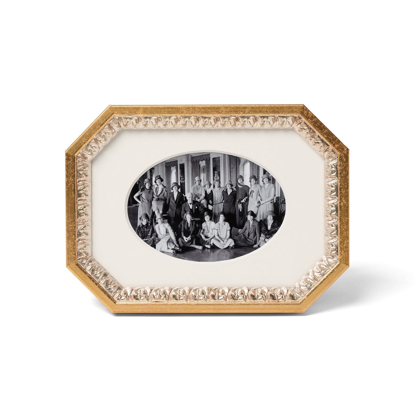 Patterned Silver & Gold Octagonal Frame: 5x7
